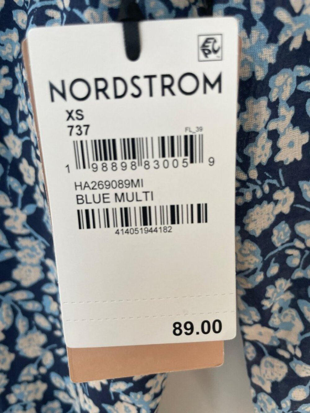 Halogen Ditsy Floral Button-Up Shirtdress Size XS Blue Long-Sleeve MSRP$89 NWT - Picture 6 of 8